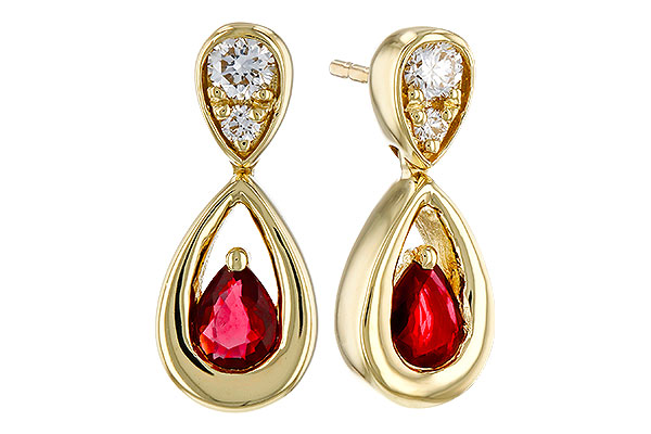 B292-76221: EARRINGS .40 RUBY .52 TGW (4x3 RUBY)