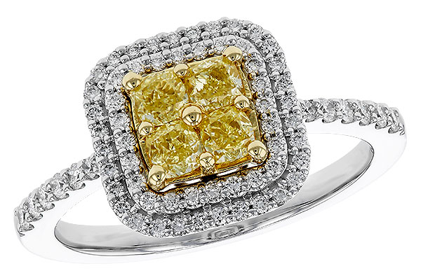 H292-77121: LDS RG .52 FANCY YELLOW DIAMONDS .85 TW